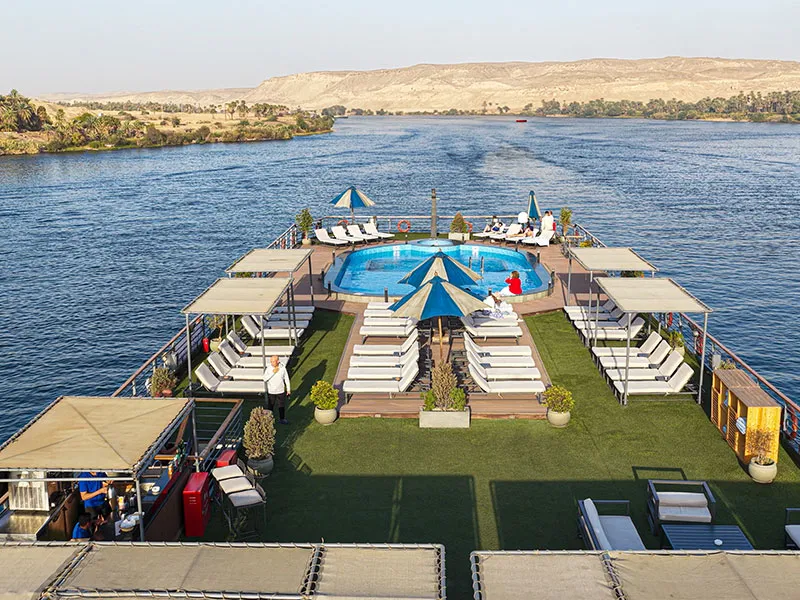 Sun deck of the Royal Signature Nile Cruise Nile cruise